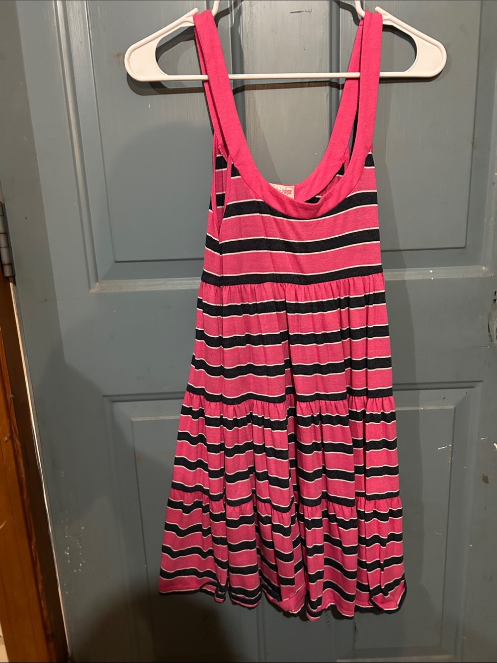 PINK Victoria's Secret Pink and Black Striped Tiered Tank Dress